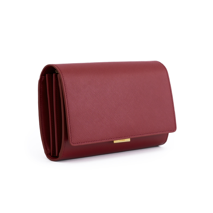 VERA Freda leather Wallet-on-Chain and Crossbody bag in Winery Red