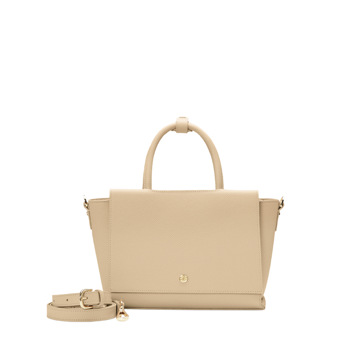 VERA Heidi leather handbag size 22 in Sand color, กระเป๋าหนังแท้ VERA Heidi ไซส์ 22 สี Sand