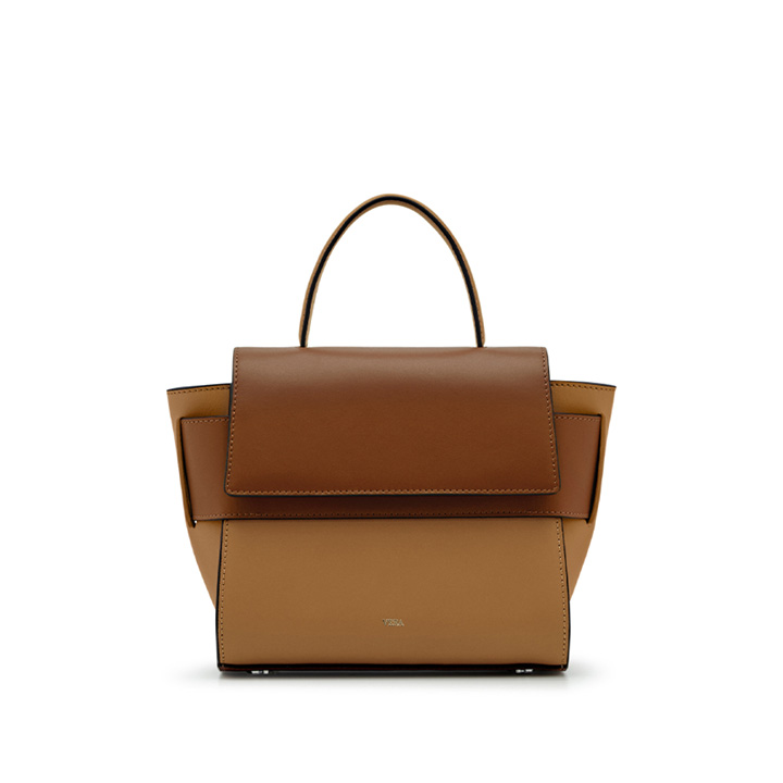 VERA Margo Leather Handbag, Size 20 in Caramel