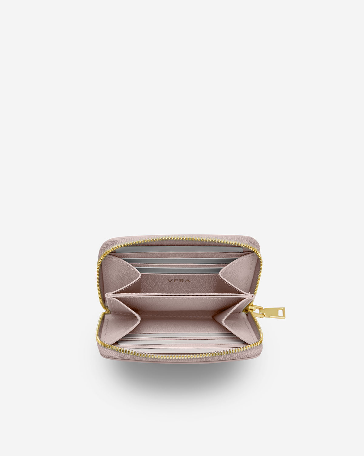 VERA CAVIAR Zipped Wallet in Rose Quartz กระเป๋าสตางค์ซิปรอบ อยู่ทรงสวย ทำจากหนังแท้ลาย Caviar สี Rose Quartz