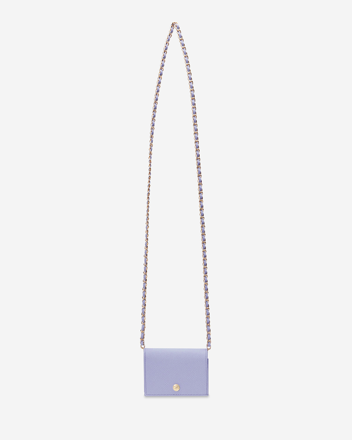 VERA Emily Flap Wallet with Leather Braided Gold Chain in Charming Purple กระเป๋าสตางค์หนังแท้ แบบเปิดฝา พร้อมสายโซ่สีทองร้อยหนัง สีม่วง