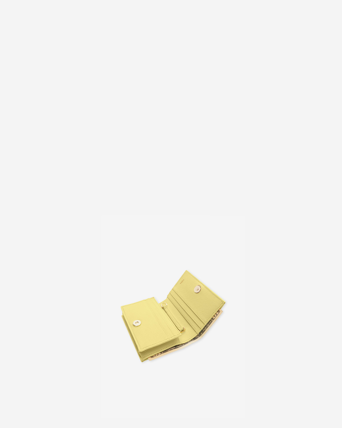 VERA Emily Flap Wallet with Leather Braided Gold Chain in Happy Yellow กระเป๋าสตางค์หนังแท้ แบบเปิดฝา พร้อมสายโซ่สีทองร้อยหนัง สีเหลือง