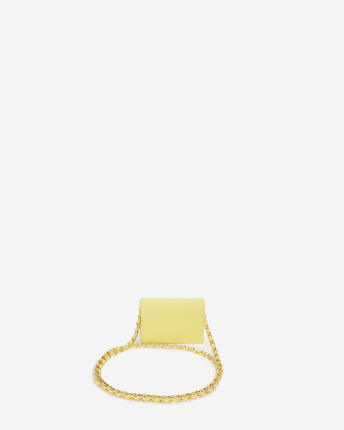 VERA Emily Flap Wallet with Leather Braided Gold Chain in Happy Yellow กระเป๋าสตางค์หนังแท้ แบบเปิดฝา พร้อมสายโซ่สีทองร้อยหนัง สีเหลือง