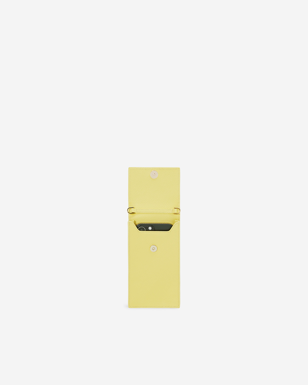 VERA Emily Phone Pouch with Leather Gold Chain in Happy Yellow กระเป๋าใส่โทรศัพท์หนังแท้ พร้อมฟังก์ชั่นกระเป๋าสตางค์ มาพร้อมสายสะพายโซ่หนังถอดได้ สีเหลือง