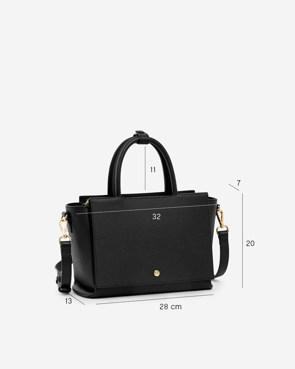 กระเป๋าถือหนังแท้ VERA Heidi Leather Handbag, ไซส์ 28 สี Black