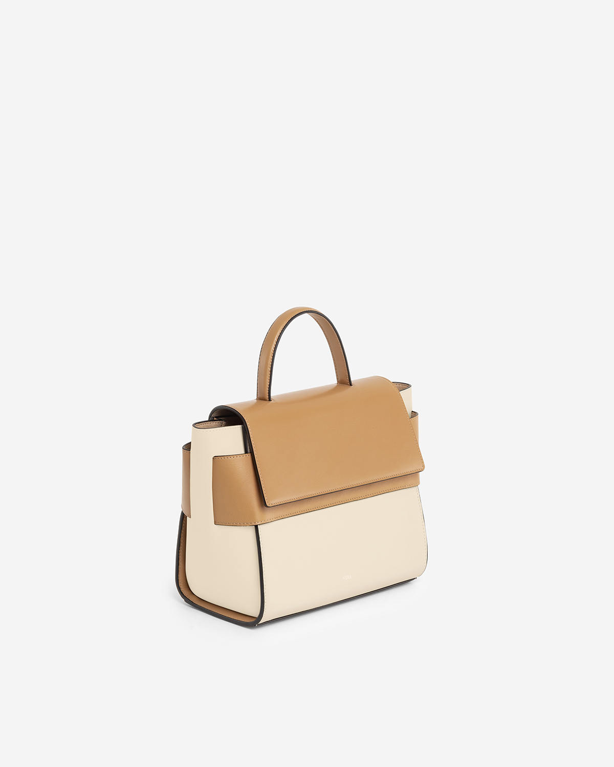 VERA Margo Leather Handbag, Size 24 in Beige Butterscotch
