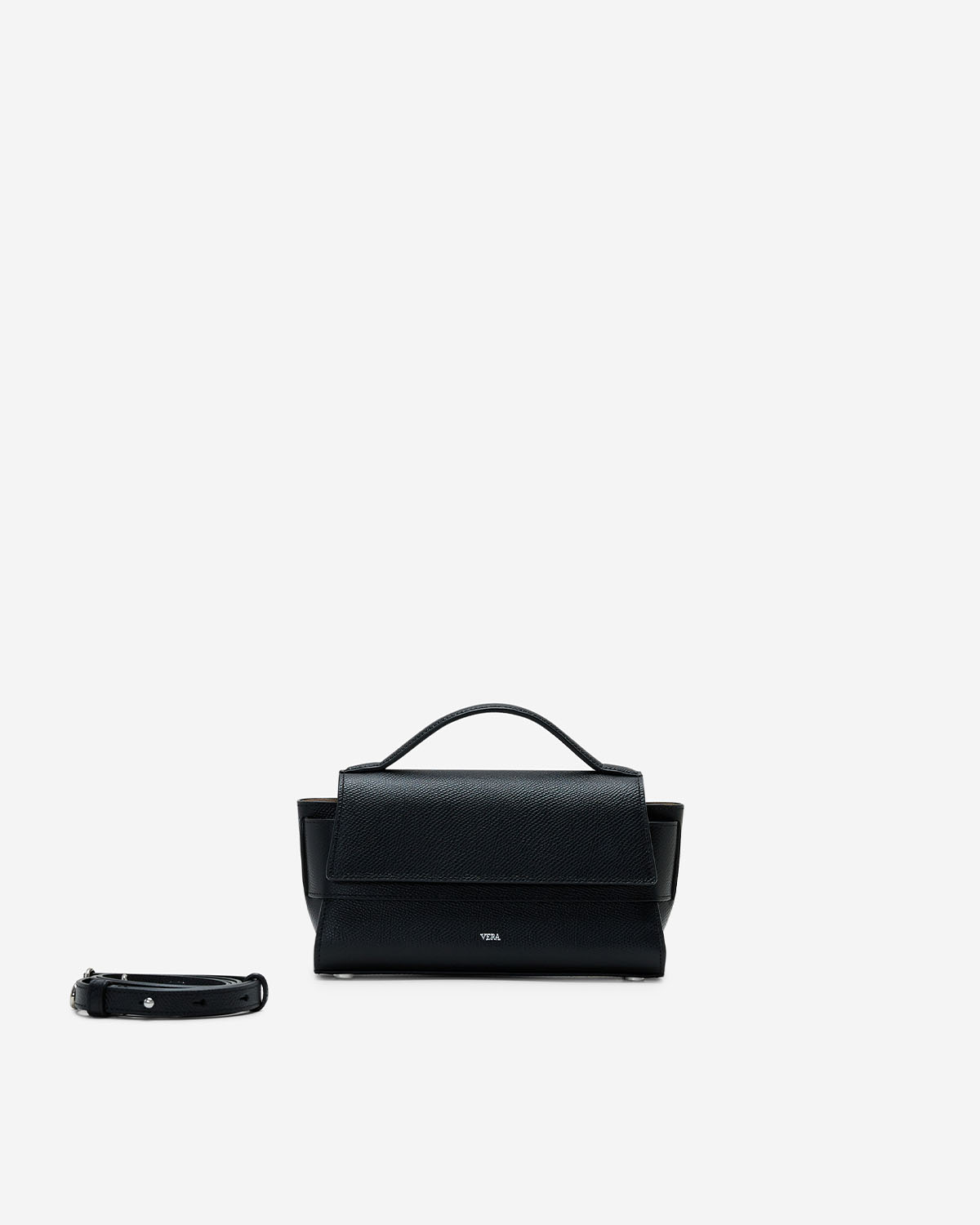 กระเป๋าถือกระเป๋าสะพายหนังแท้ VERA Margo Longo สี Jet Black